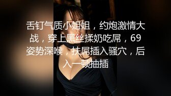 舌钉气质小姐姐，约炮激情大战，穿上黑丝揉奶吃屌，69姿势深喉，扶屌插入骚穴，后入一顿抽插