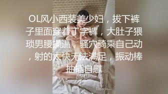 OL风小西装美少妇，拔下裤子里面穿着丁字裤，大肚子猥琐男腰操逼，骚穴骑乘自己动，射的太快无法满足，振动棒抽插自慰