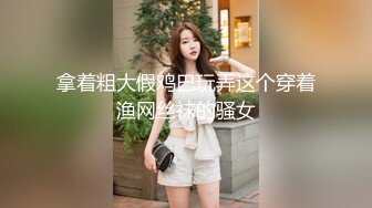 拿着粗大假鸡巴玩弄这个穿着渔网丝袜的骚女