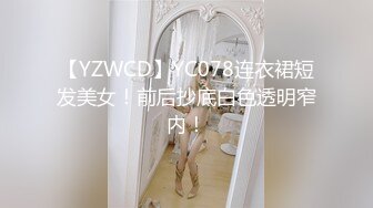 【YZWCD】YC078连衣裙短发美女！前后抄底白色透明窄内！